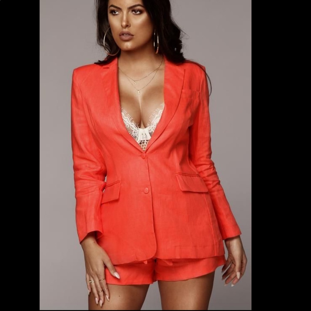 NWT JLUXLABEL Miami Coral Liner Blazer & Short Set - Picture 2 of 16